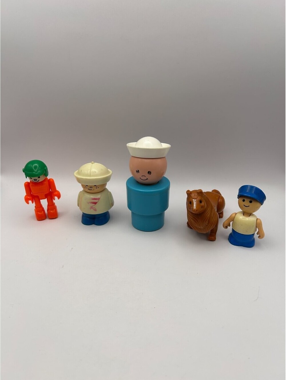 Vintage 5 Figure Lot Robot Dog Fisher Price 1974 Jumbo Sailor Shelcore Figure